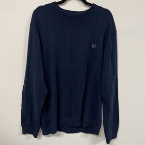 Chaps Ralph Lauren Crest Logo Fisherman Knit Sweater Crewneck XL Navy Preppy